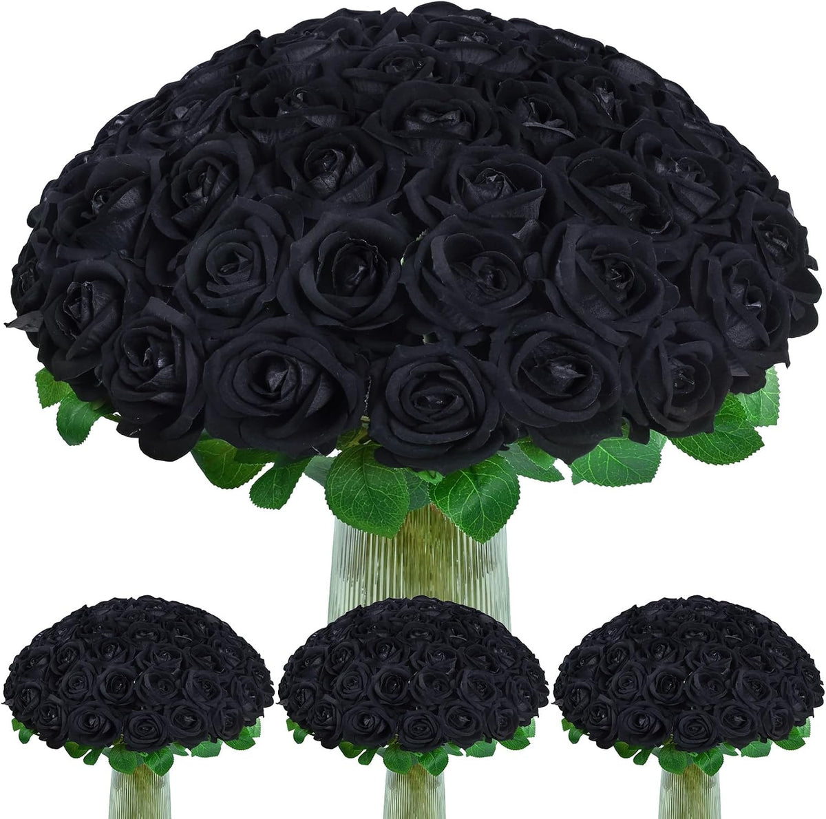 Red Roses Artificial Flowers, Real Touch Velvet Fake Roses Bouquet