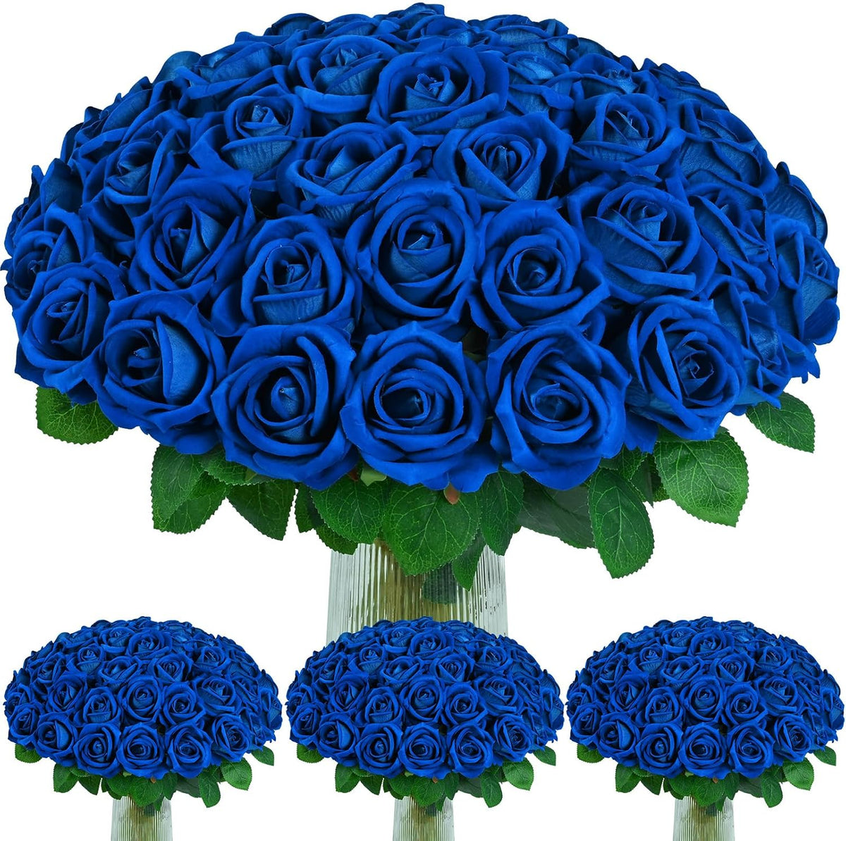 Red Roses Artificial Flowers, Real Touch Velvet Fake Roses Bouquet