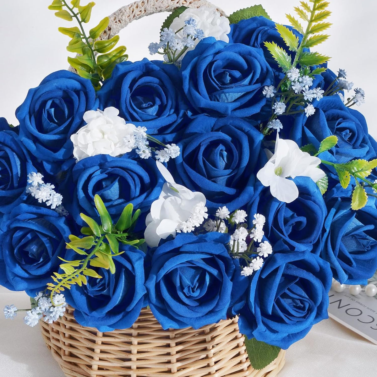 Red Roses Artificial Flowers, Real Touch Velvet Fake Roses Bouquet