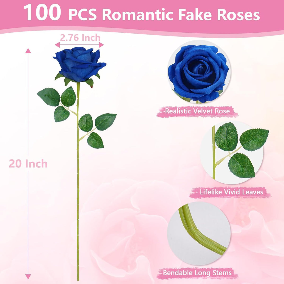 Red Roses Artificial Flowers, Real Touch Velvet Fake Roses Bouquet