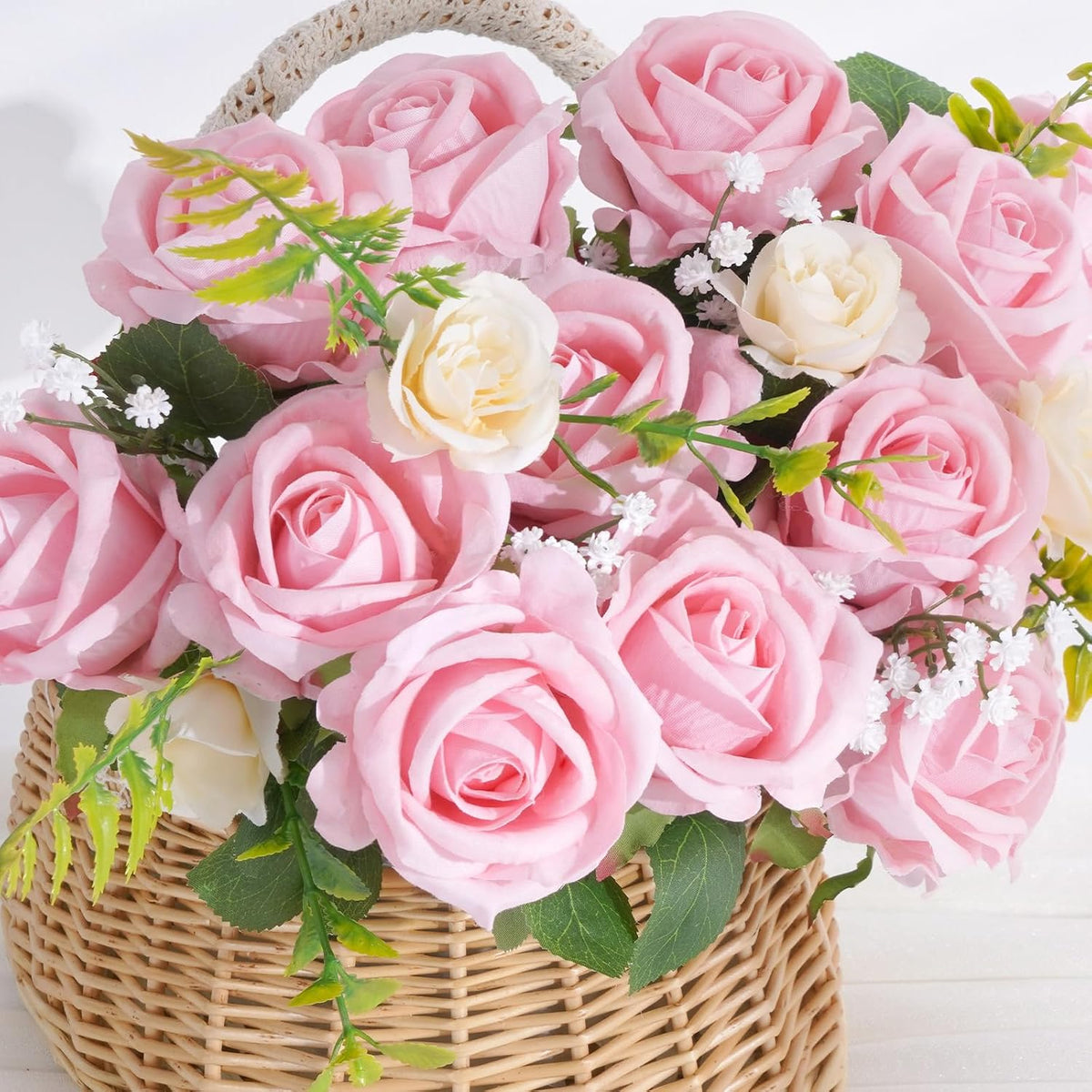Red Roses Artificial Flowers, Real Touch Velvet Fake Roses Bouquet