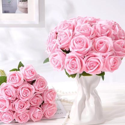 Red Roses Artificial Flowers, Real Touch Velvet Fake Roses Bouquet