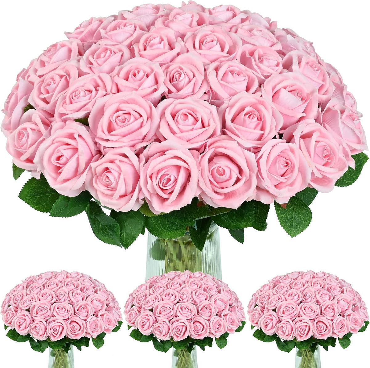 Red Roses Artificial Flowers, Real Touch Velvet Fake Roses Bouquet