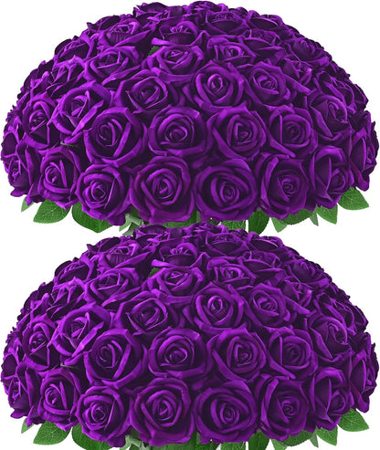 Red Roses Artificial Flowers, Real Touch Velvet Fake Roses Bouquet