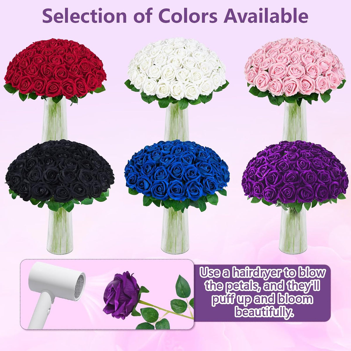 Red Roses Artificial Flowers, Real Touch Velvet Fake Roses Bouquet