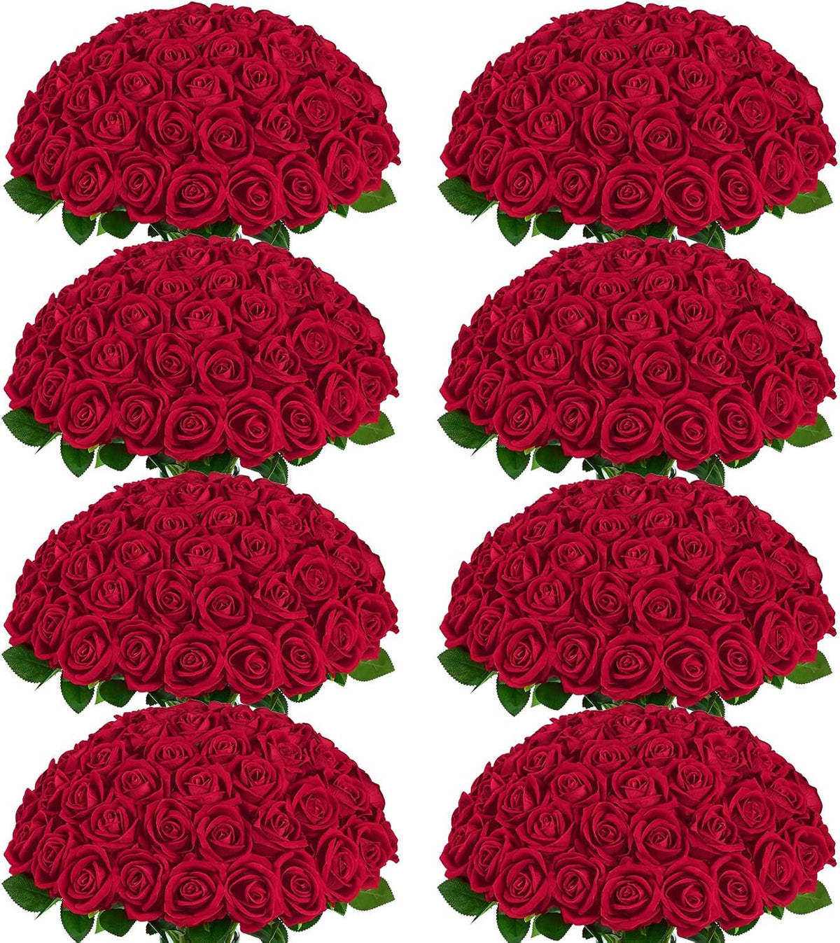 Red Roses Artificial Flowers, Real Touch Velvet Fake Roses Bouquet