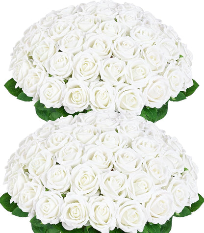 Red Roses Artificial Flowers, Real Touch Velvet Fake Roses Bouquet