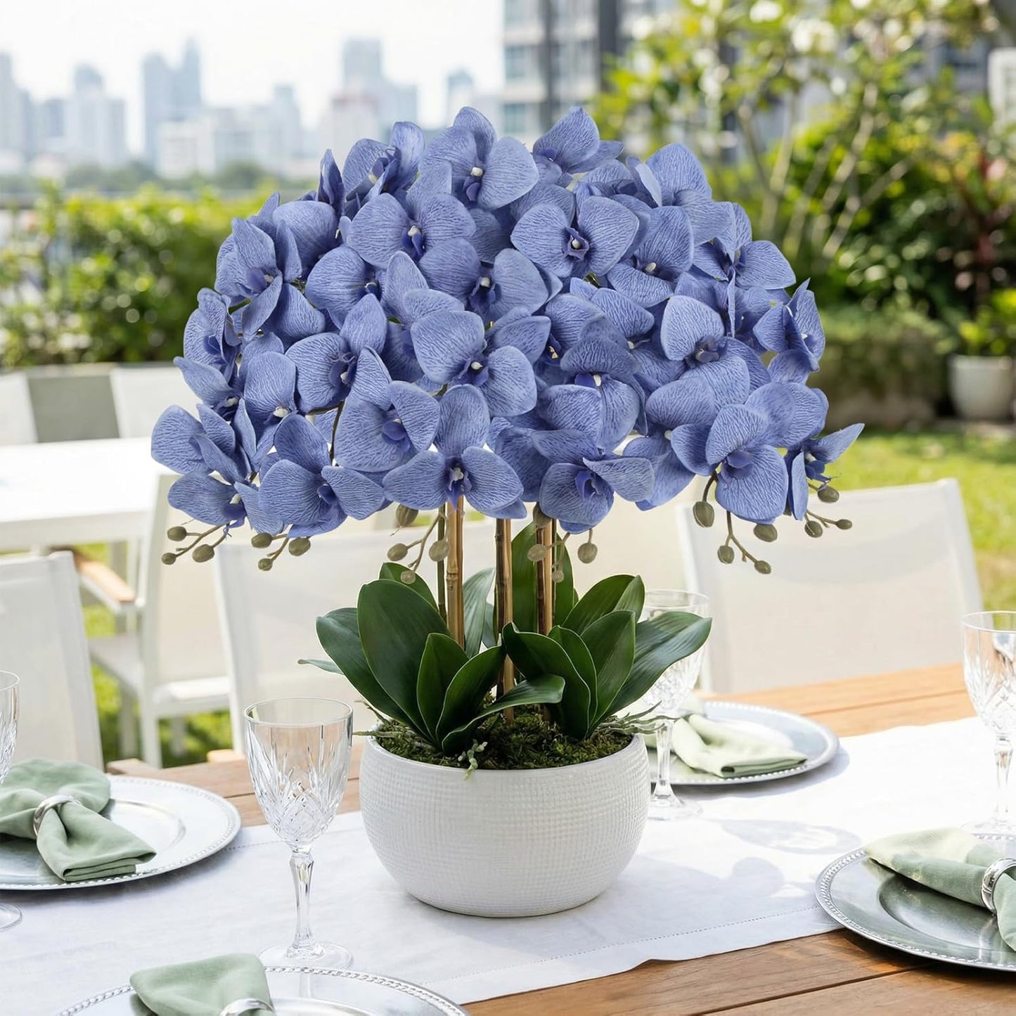 6 Pcs Light Purple Artificial Orchid that Look Real Phalaenopsis Orchid Flowers 30" Velvet Silk Fake Orchid Stems for Tall Vase Wedding Party Centerpieces Home Decor (Light Purple)