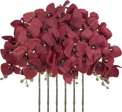 6 Pcs Light Purple Artificial Orchid that Look Real Phalaenopsis Orchid Flowers 30" Velvet Silk Fake Orchid Stems for Tall Vase Wedding Party Centerpieces Home Decor (Light Purple)