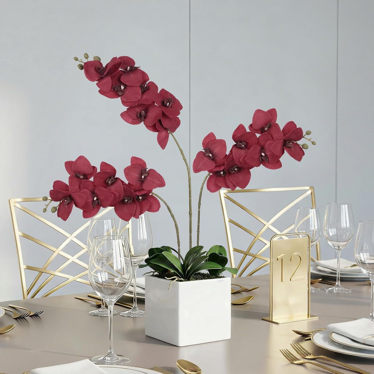 6 Pcs Light Purple Artificial Orchid that Look Real Phalaenopsis Orchid Flowers 30" Velvet Silk Fake Orchid Stems for Tall Vase Wedding Party Centerpieces Home Decor (Light Purple)