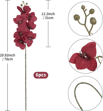 6 Pcs Light Purple Artificial Orchid that Look Real Phalaenopsis Orchid Flowers 30" Velvet Silk Fake Orchid Stems for Tall Vase Wedding Party Centerpieces Home Decor (Light Purple)