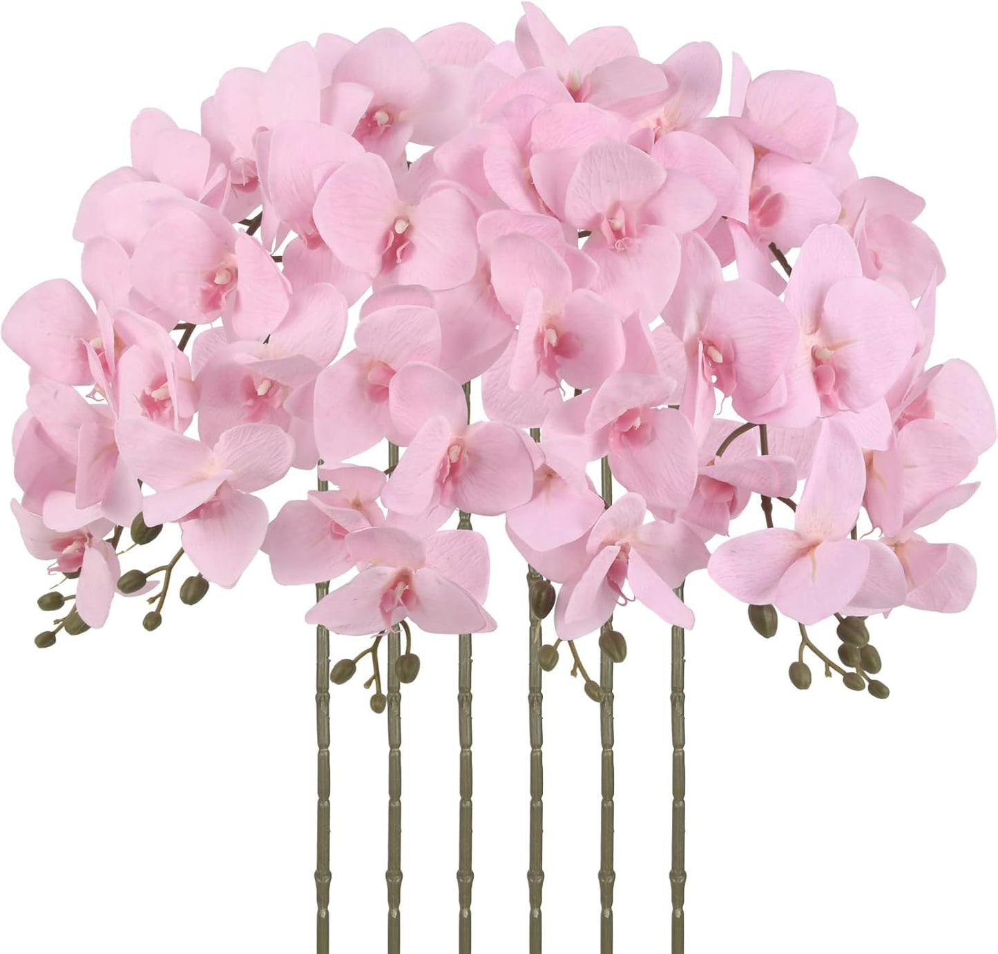 6 Pcs Light Purple Artificial Orchid that Look Real Phalaenopsis Orchid Flowers 30" Velvet Silk Fake Orchid Stems for Tall Vase Wedding Party Centerpieces Home Decor (Light Purple)