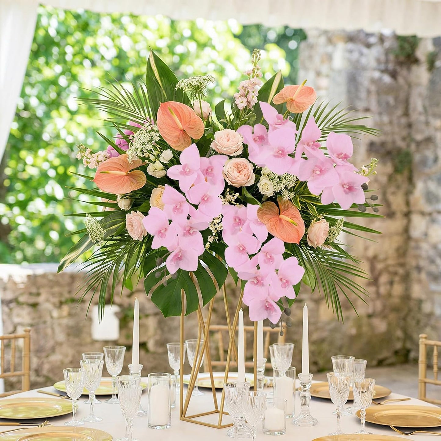 6 Pcs Light Purple Artificial Orchid that Look Real Phalaenopsis Orchid Flowers 30" Velvet Silk Fake Orchid Stems for Tall Vase Wedding Party Centerpieces Home Decor (Light Purple)