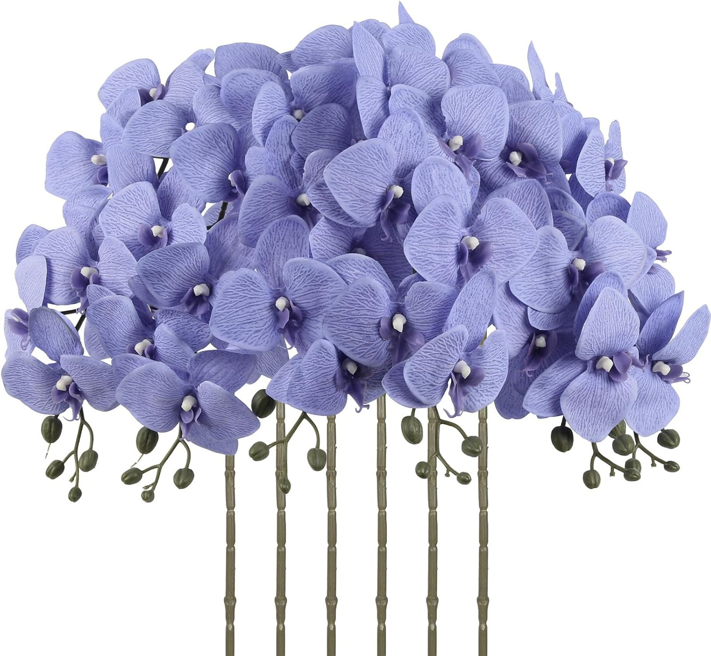 6 Pcs Light Purple Artificial Orchid that Look Real Phalaenopsis Orchid Flowers 30" Velvet Silk Fake Orchid Stems for Tall Vase Wedding Party Centerpieces Home Decor (Light Purple)