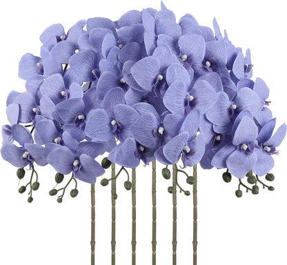 6 Pcs Light Purple Artificial Orchid that Look Real Phalaenopsis Orchid Flowers 30" Velvet Silk Fake Orchid Stems for Tall Vase Wedding Party Centerpieces Home Decor (Light Purple)