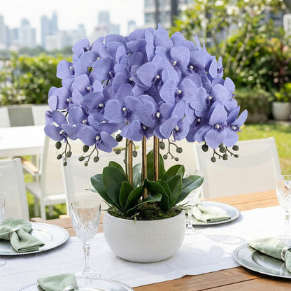 6 Pcs Light Purple Artificial Orchid that Look Real Phalaenopsis Orchid Flowers 30" Velvet Silk Fake Orchid Stems for Tall Vase Wedding Party Centerpieces Home Decor (Light Purple)