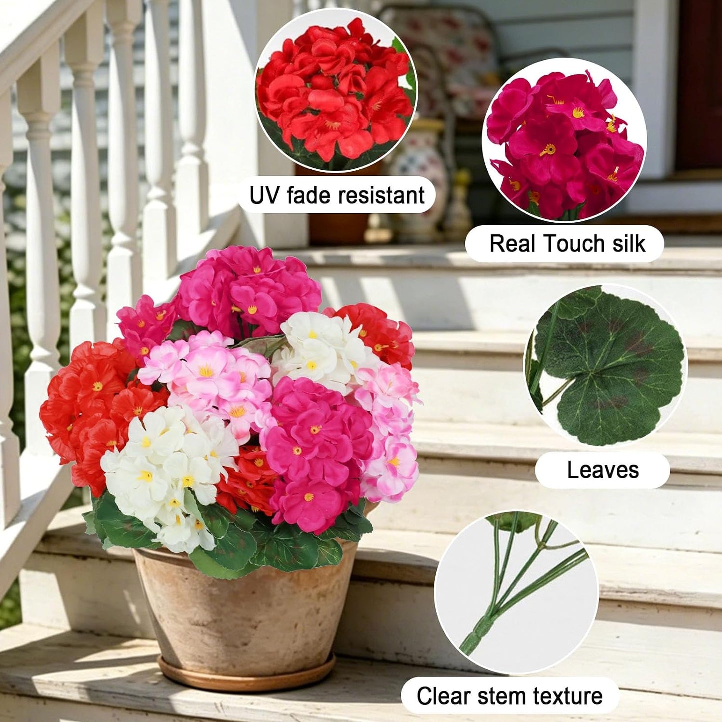 Fake Flowers,4 Bundles Artificial Flowers of Realistic Peony Bouquet for Spring, Wedding, Kitchen,Table,Home Décor.