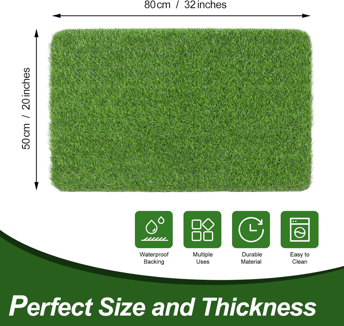 32"x 20" Artificial Grass Door Mat, Turf Grass Dog Outdoor Rug