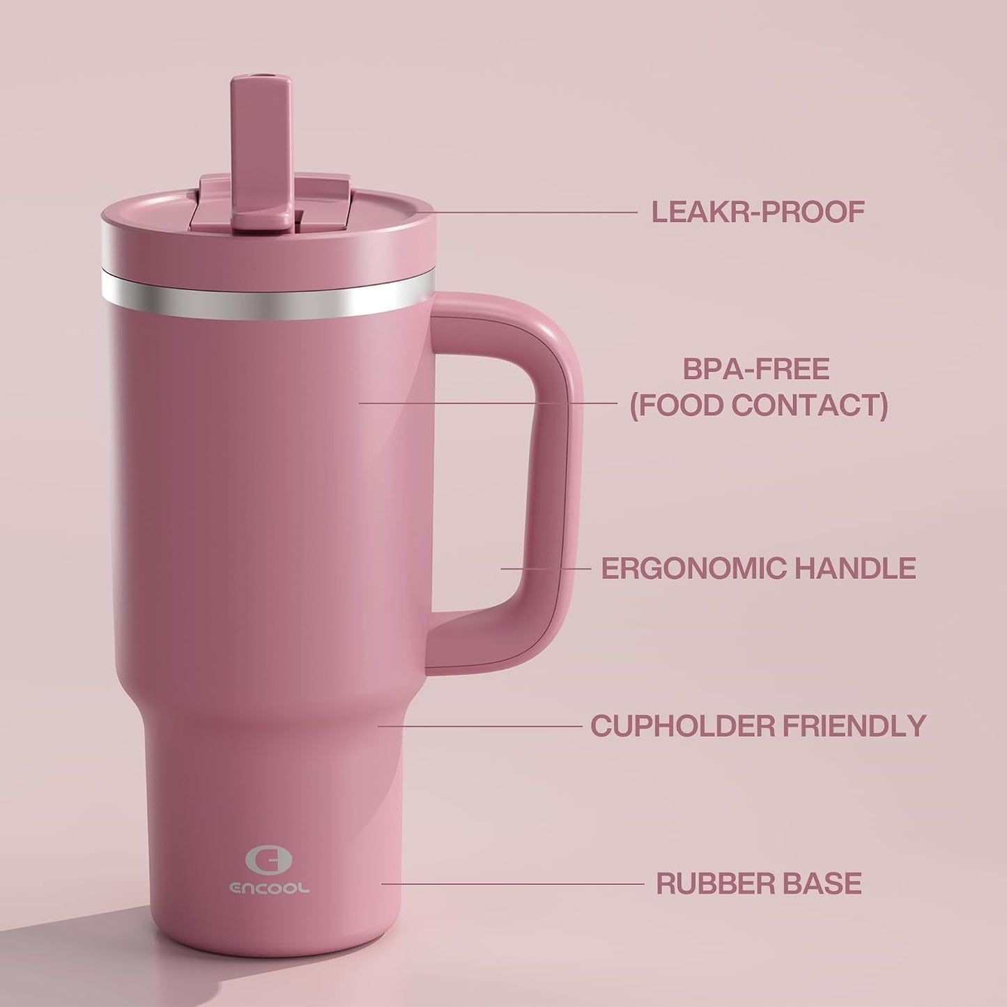 40 oz Tumbler with Handle and Straw: Stainless Steel Insulated Tumbler Keeps Cold for 24 Hours, Leakproof Travel Cup Fits in Cup Holder and BPA-Free,Elfin Yellow