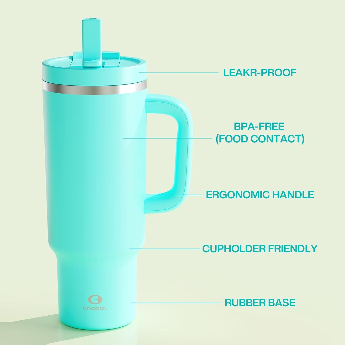 40 oz Tumbler with Handle and Straw: Stainless Steel Insulated Tumbler Keeps Cold for 24 Hours, Leakproof Travel Cup Fits in Cup Holder and BPA-Free,Elfin Yellow