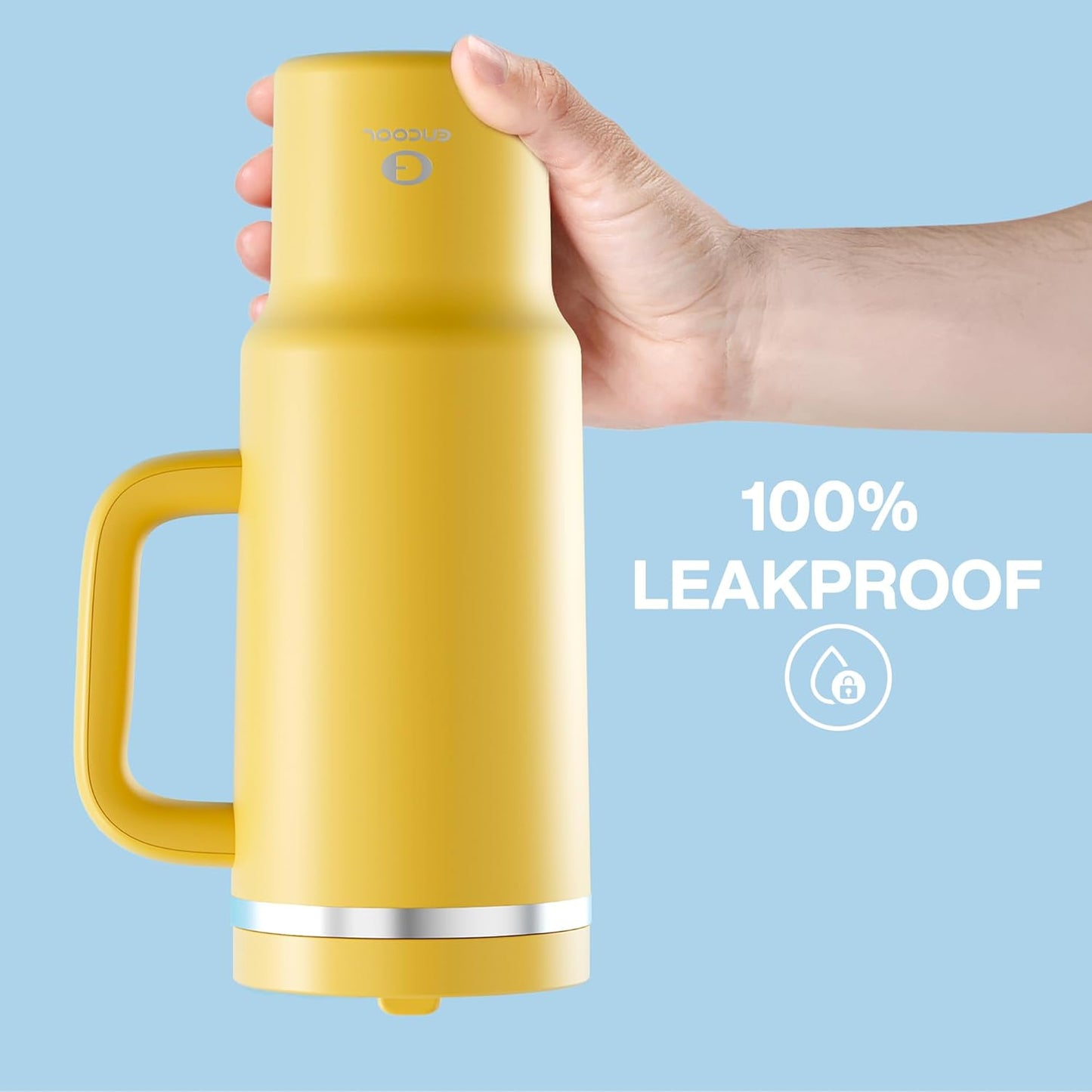 40 oz Tumbler with Handle and Straw: Stainless Steel Insulated Tumbler Keeps Cold for 24 Hours, Leakproof Travel Cup Fits in Cup Holder and BPA-Free,Elfin Yellow