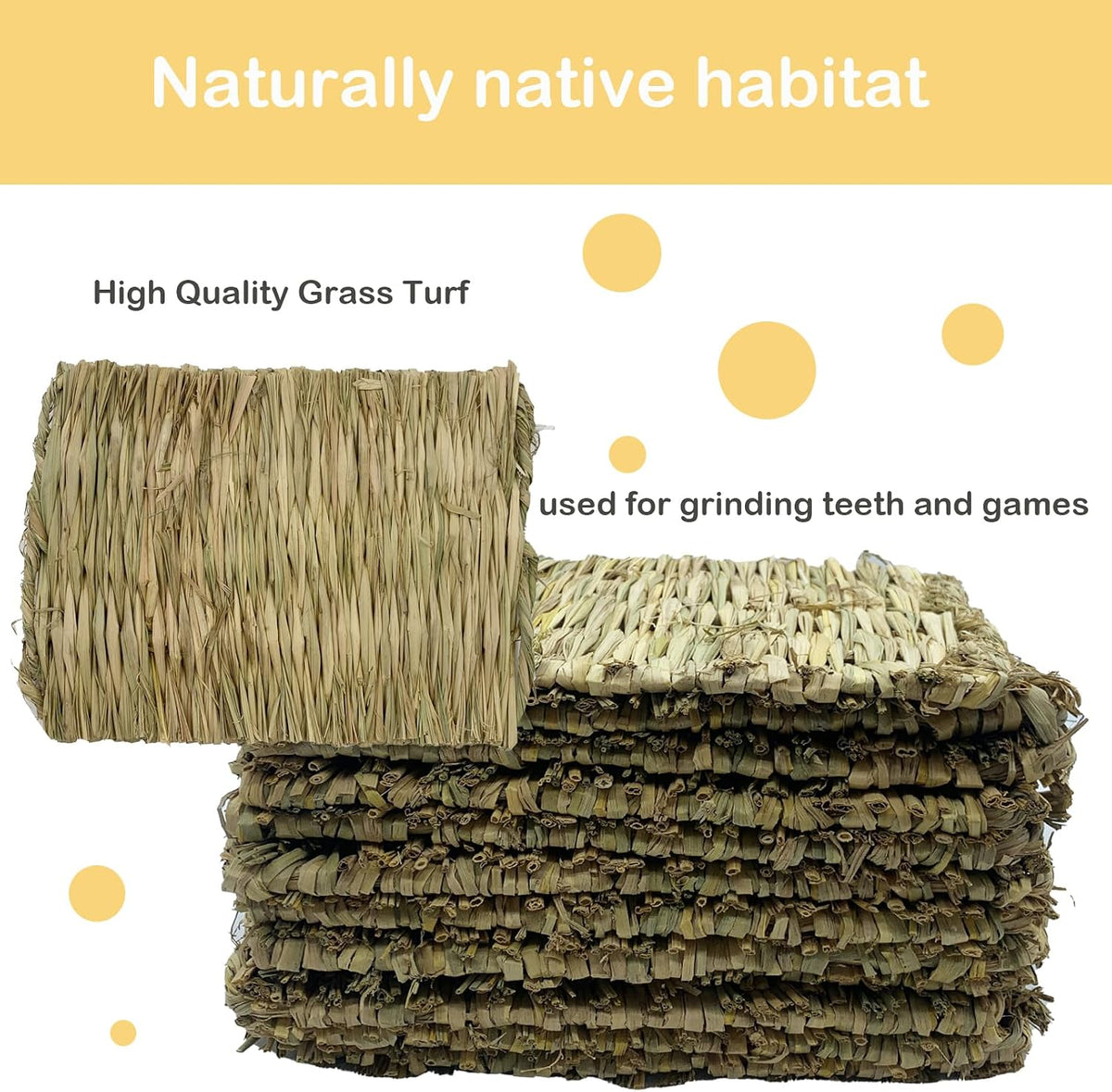 Rabbit Grass Mats,Bunny Grass Mat,Woven Straw Mat Bed Rabbits Hay Mat Sleeping Bunny Natural Handcrafted Woven Bed Nesting and Toys for Guinea Pig Hamster Chinchilla Squirrel(6 PCS)