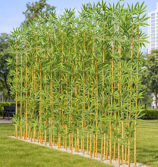 4/5/6/7 ft Faux Bamboo Plant Outdoor 10 Pack, Fake Bamboo with Encrypted Leaves for Patio Garden Yard Decor, Privacy Artificial Bambooo Tree (4ft / 122cm)