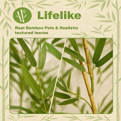4/5/6/7 ft Faux Bamboo Plant Outdoor 10 Pack, Fake Bamboo with Encrypted Leaves for Patio Garden Yard Decor, Privacy Artificial Bambooo Tree (4ft / 122cm)
