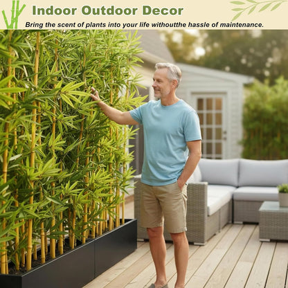 4/5/6/7 ft Faux Bamboo Plant Outdoor 10 Pack, Fake Bamboo with Encrypted Leaves for Patio Garden Yard Decor, Privacy Artificial Bambooo Tree (4ft / 122cm)