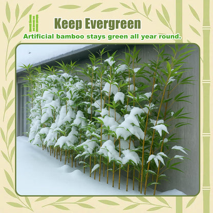 4/5/6/7 ft Faux Bamboo Plant Outdoor 10 Pack, Fake Bamboo with Encrypted Leaves for Patio Garden Yard Decor, Privacy Artificial Bambooo Tree (4ft / 122cm)