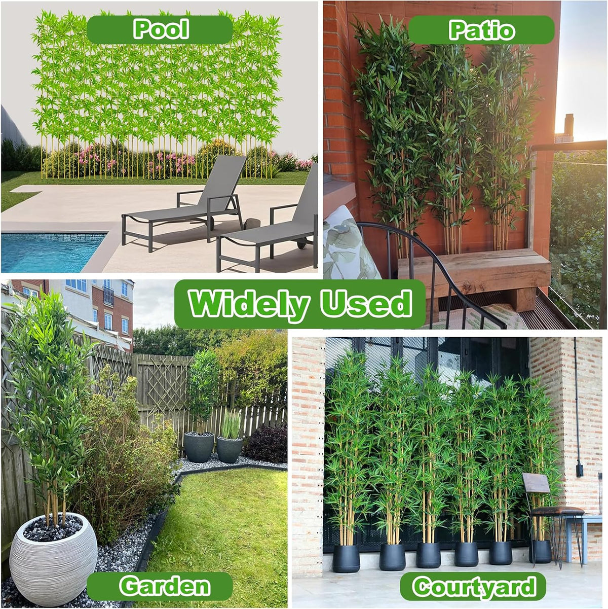 4/5/6/7 ft Faux Bamboo Plant Outdoor 10 Pack, Fake Bamboo with Encrypted Leaves for Patio Garden Yard Decor, Privacy Artificial Bambooo Tree (4ft / 122cm)