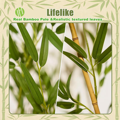 4/5/6/7 ft Faux Bamboo Plant Outdoor 10 Pack, Fake Bamboo with Encrypted Leaves for Patio Garden Yard Decor, Privacy Artificial Bambooo Tree (4ft / 122cm)