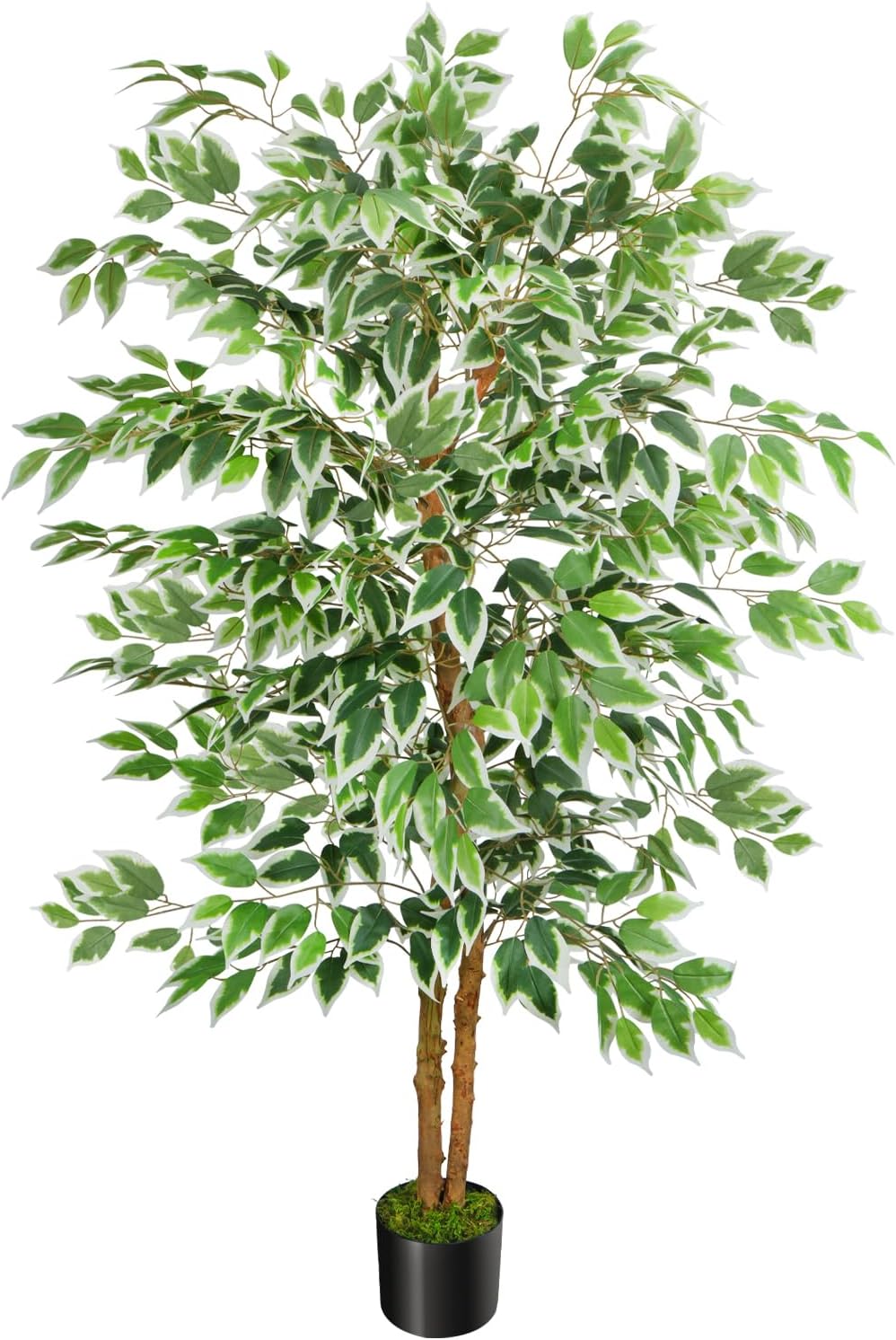 6FT Artificial Ficus Tree with Real Wood Trunks, Faux Tree Indoor