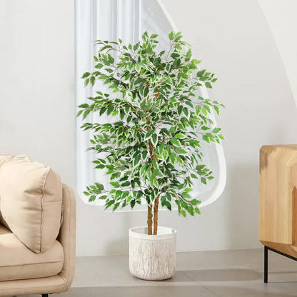 6FT Artificial Ficus Tree with Real Wood Trunks, Faux Tree Indoor