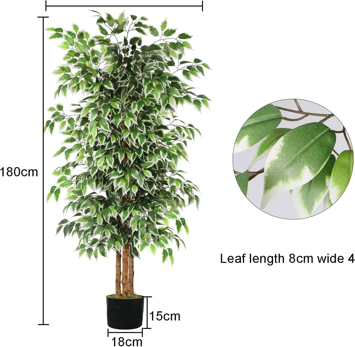6FT Artificial Ficus Tree with Real Wood Trunks, Faux Tree Indoor