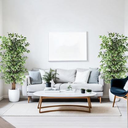 6FT Artificial Ficus Tree with Real Wood Trunks, Faux Tree Indoor