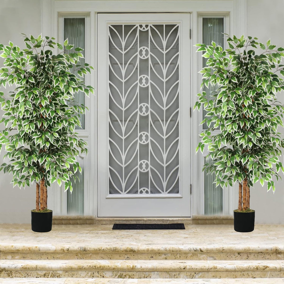 6FT Artificial Ficus Tree with Real Wood Trunks, Faux Tree Indoor