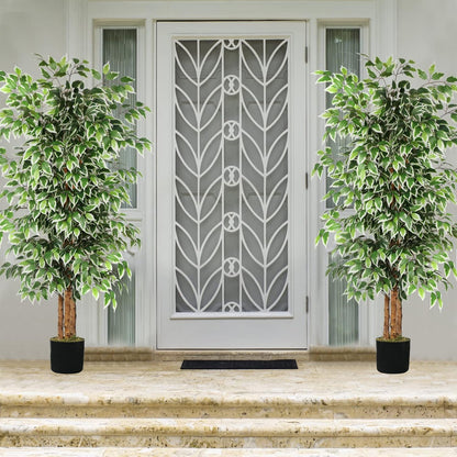 6FT Artificial Ficus Tree with Real Wood Trunks, Faux Tree Indoor