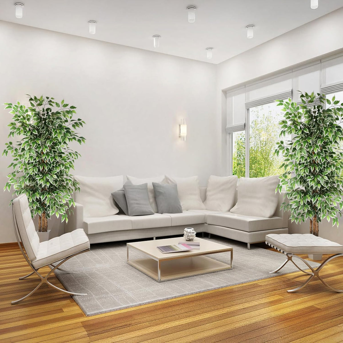 6FT Artificial Ficus Tree with Real Wood Trunks, Faux Tree Indoor