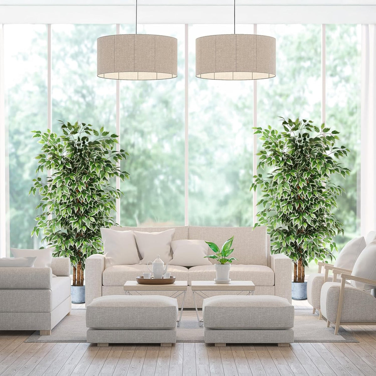 6FT Artificial Ficus Tree with Real Wood Trunks, Faux Tree Indoor