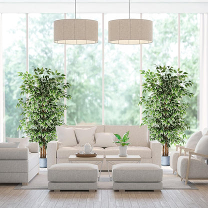 6FT Artificial Ficus Tree with Real Wood Trunks, Faux Tree Indoor