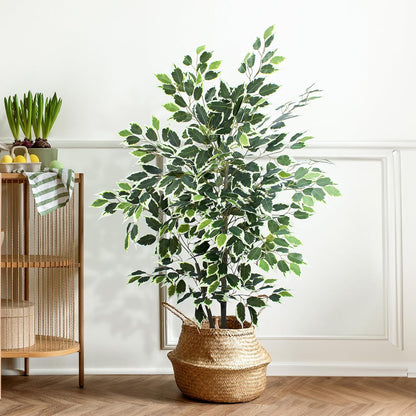 Artificial Ficus Tree - 4 FT Tall Silk Fake Tree with Pot - Lifelike Foliage & Branches for Indoor/Outdoor Decor