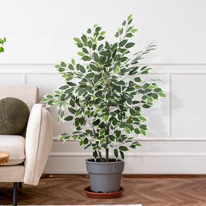 Artificial Ficus Tree - 4 FT Tall Silk Fake Tree with Pot - Lifelike Foliage & Branches for Indoor/Outdoor Decor