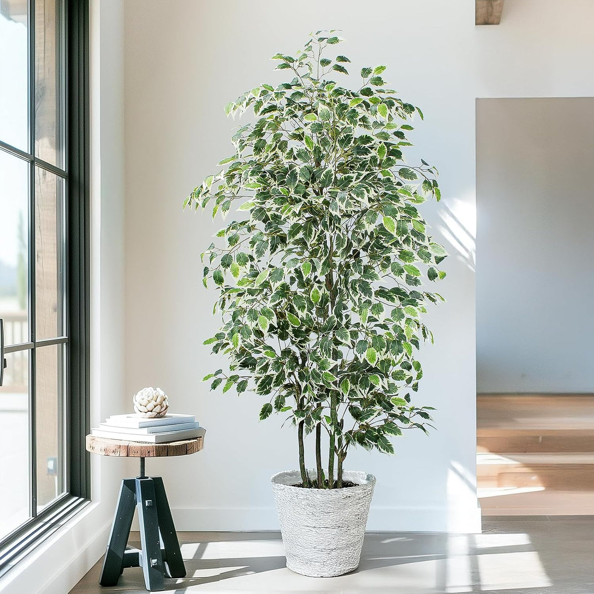 Artificial Ficus Tree - 4 FT Tall Silk Fake Tree with Pot - Lifelike Foliage & Branches for Indoor/Outdoor Decor