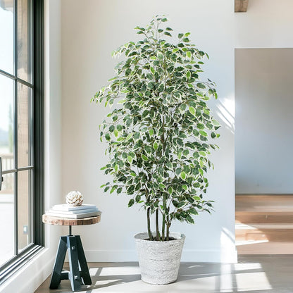 Artificial Ficus Tree - 4 FT Tall Silk Fake Tree with Pot - Lifelike Foliage & Branches for Indoor/Outdoor Decor