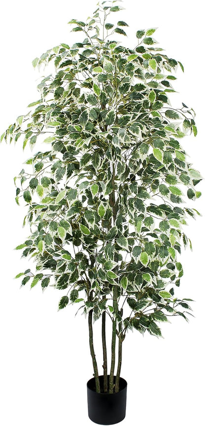Artificial Ficus Tree - 4 FT Tall Silk Fake Tree with Pot - Lifelike Foliage & Branches for Indoor/Outdoor Decor