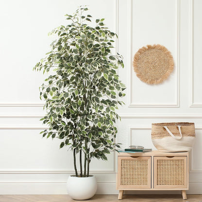 Artificial Ficus Tree - 4 FT Tall Silk Fake Tree with Pot - Lifelike Foliage & Branches for Indoor/Outdoor Decor