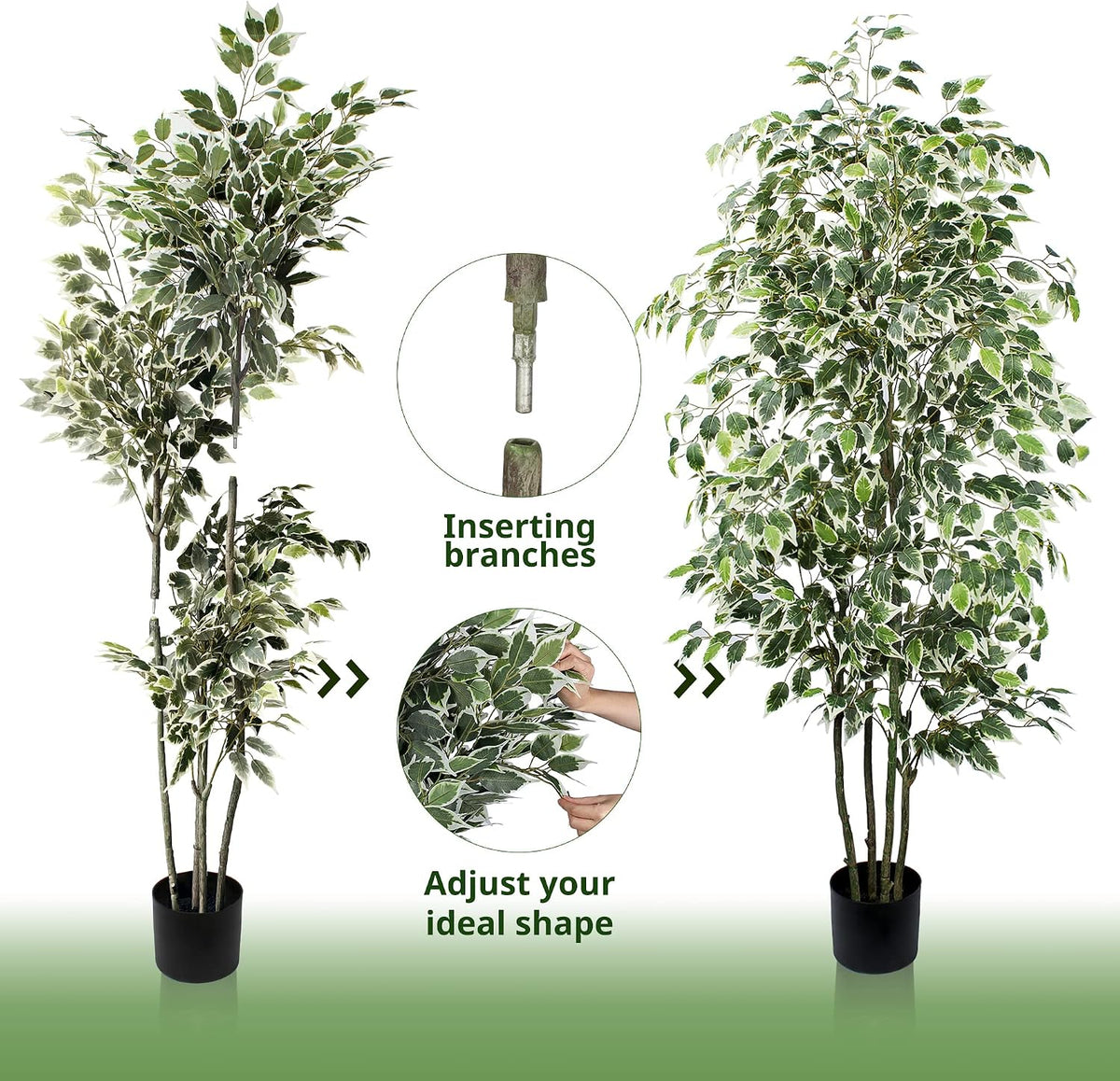 Artificial Ficus Tree - 4 FT Tall Silk Fake Tree with Pot - Lifelike Foliage & Branches for Indoor/Outdoor Decor