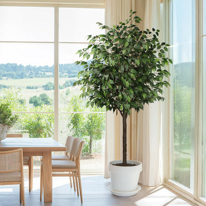Artificial Ficus Tree - 4 FT Tall Silk Fake Tree with Pot - Lifelike Foliage & Branches for Indoor/Outdoor Decor