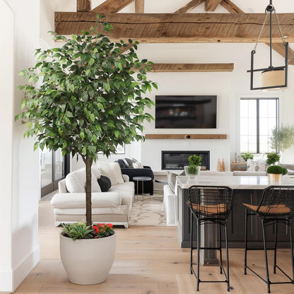 Artificial Ficus Tree - 4 FT Tall Silk Fake Tree with Pot - Lifelike Foliage & Branches for Indoor/Outdoor Decor